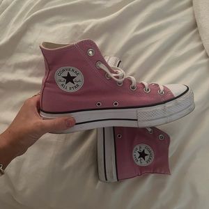 Hightop platform pink converse